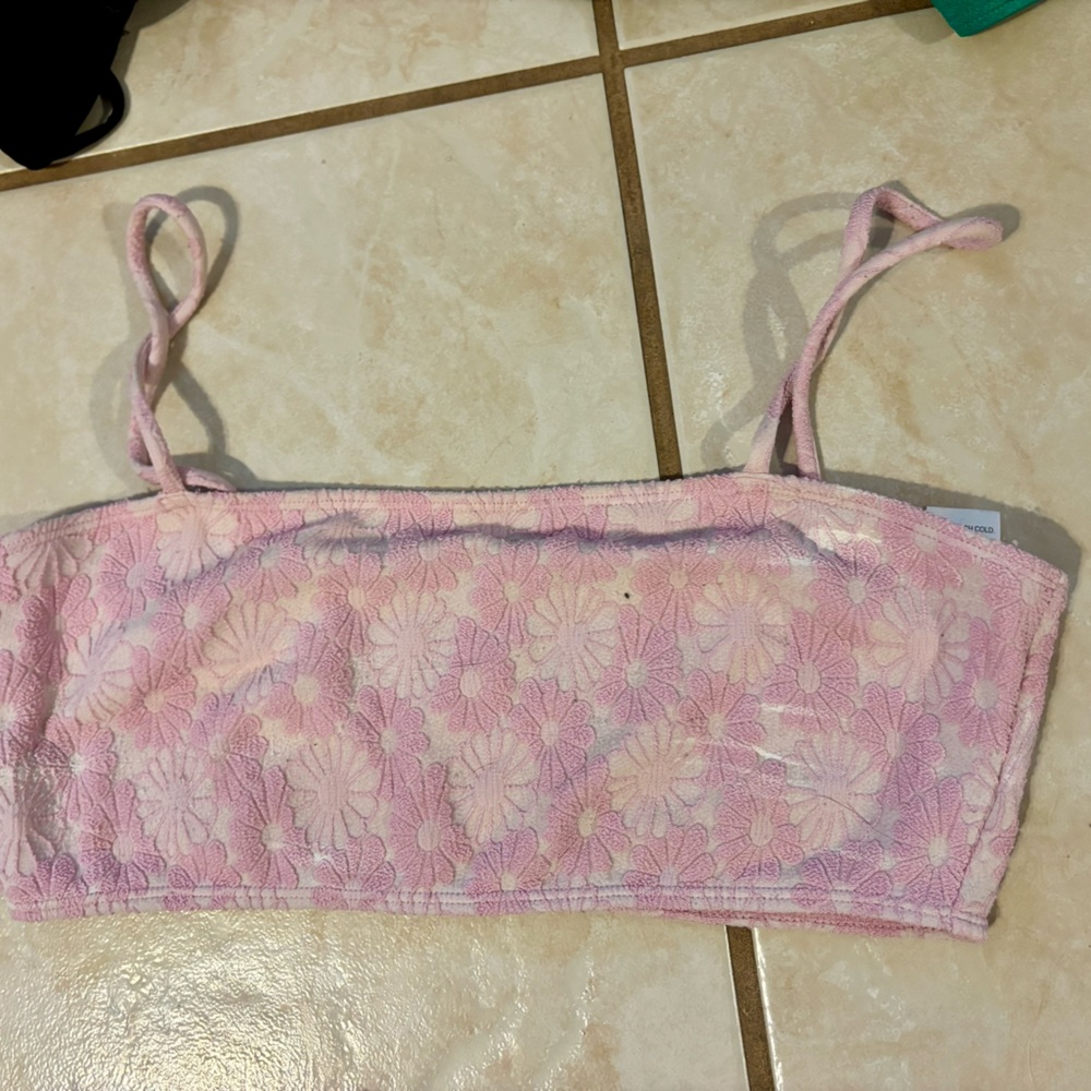 Pink Floral swim Bandeau Top